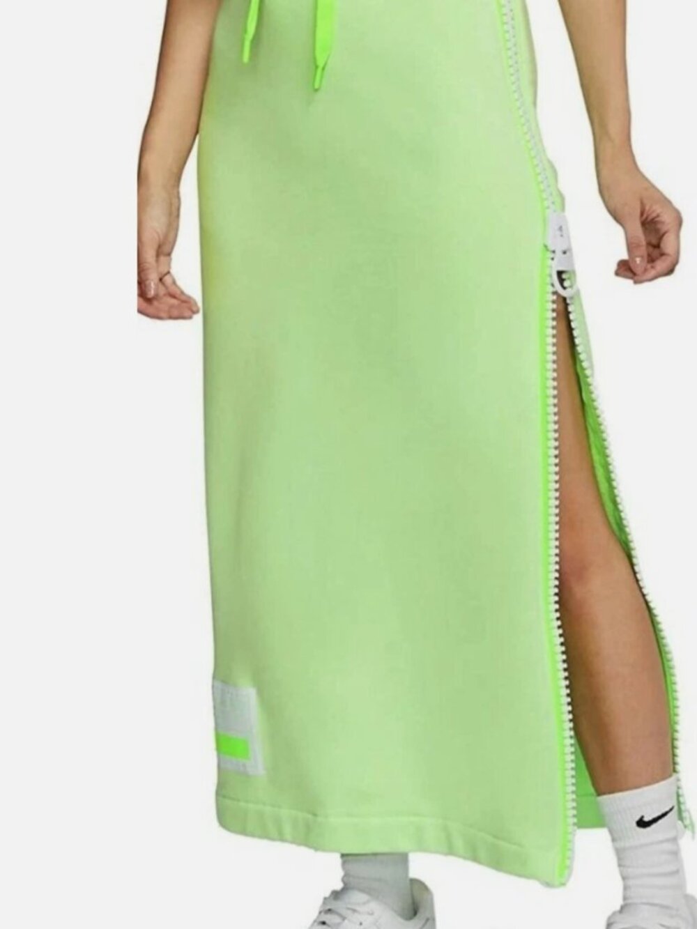 NIKE NSW FLEECE LONG ZIP SKIRT SIZE L (CT0878 376) VAPOR GREEN